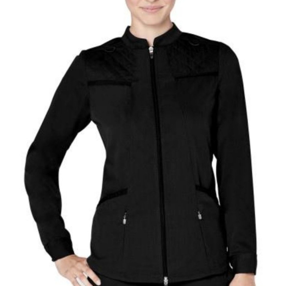 ADAR Responsive Collection Black Scrub Zip Front Jacket XXS, Workwear